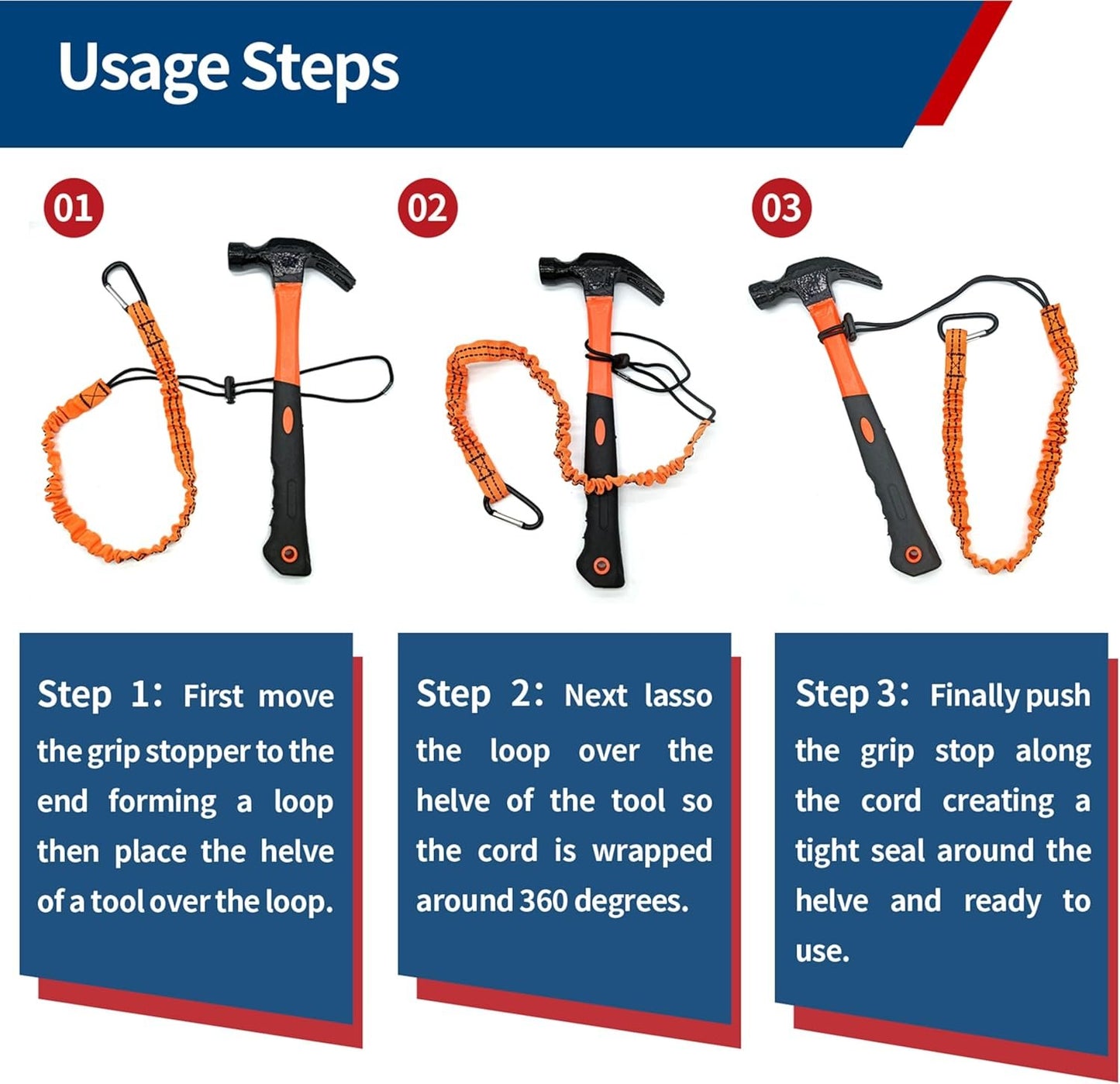 SOCROTO 3 Foot Tool Lanyard 5PCS Tool Tether Safety Tool Lanyard with Carabiner Adjustable Loop End Ultra-Durable Retractable Tool Lanyard for Scaffold Climbing Camping Construction Roofing
