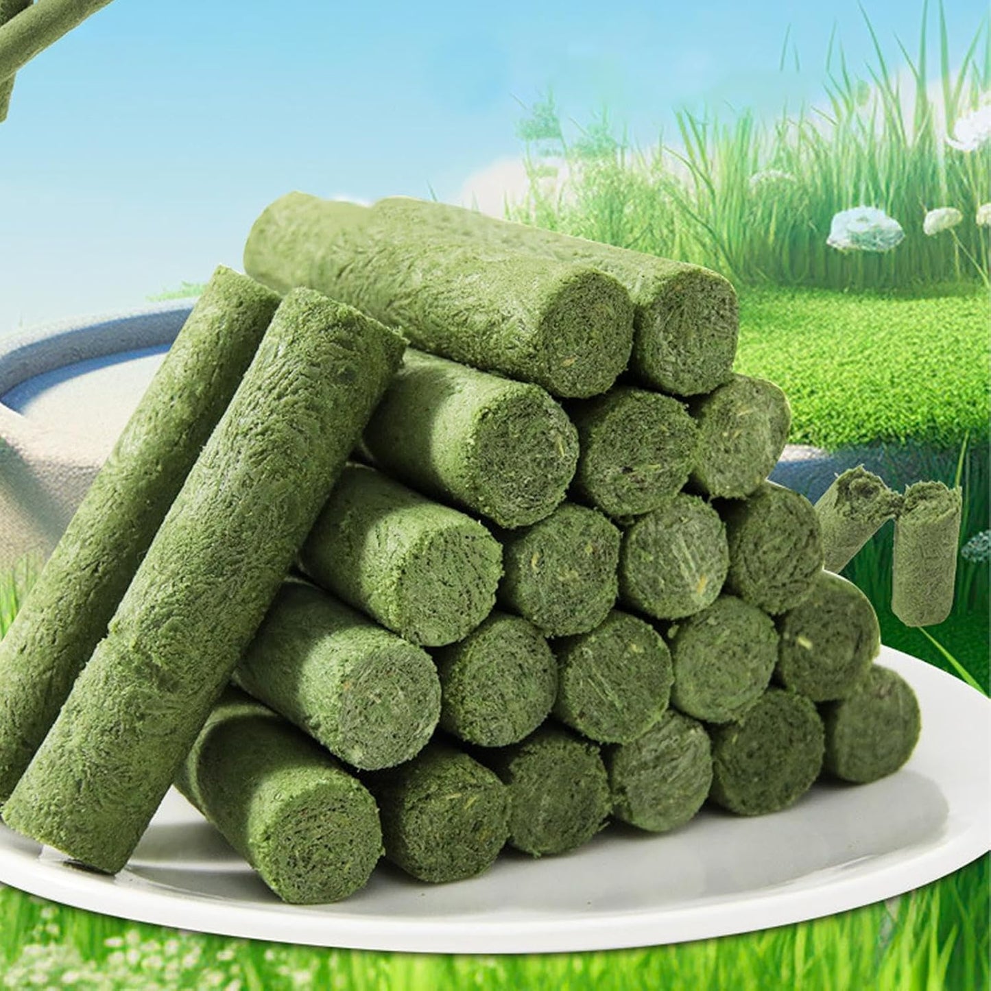 Cat Grass Sticks with Freeze-Dried Chicken – Natural Hairball Remedy and Oral Care Treats – Teething and Teeth Cleaning for Indoor Kittens and Adult Cats