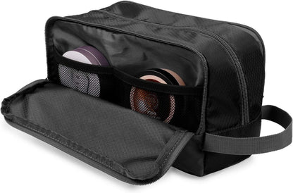 WANDF Toiletry Bag Water-Resistant Nylon Travel Wash Bag Lightweight Dopp Kit for Men and Women (A-Black)