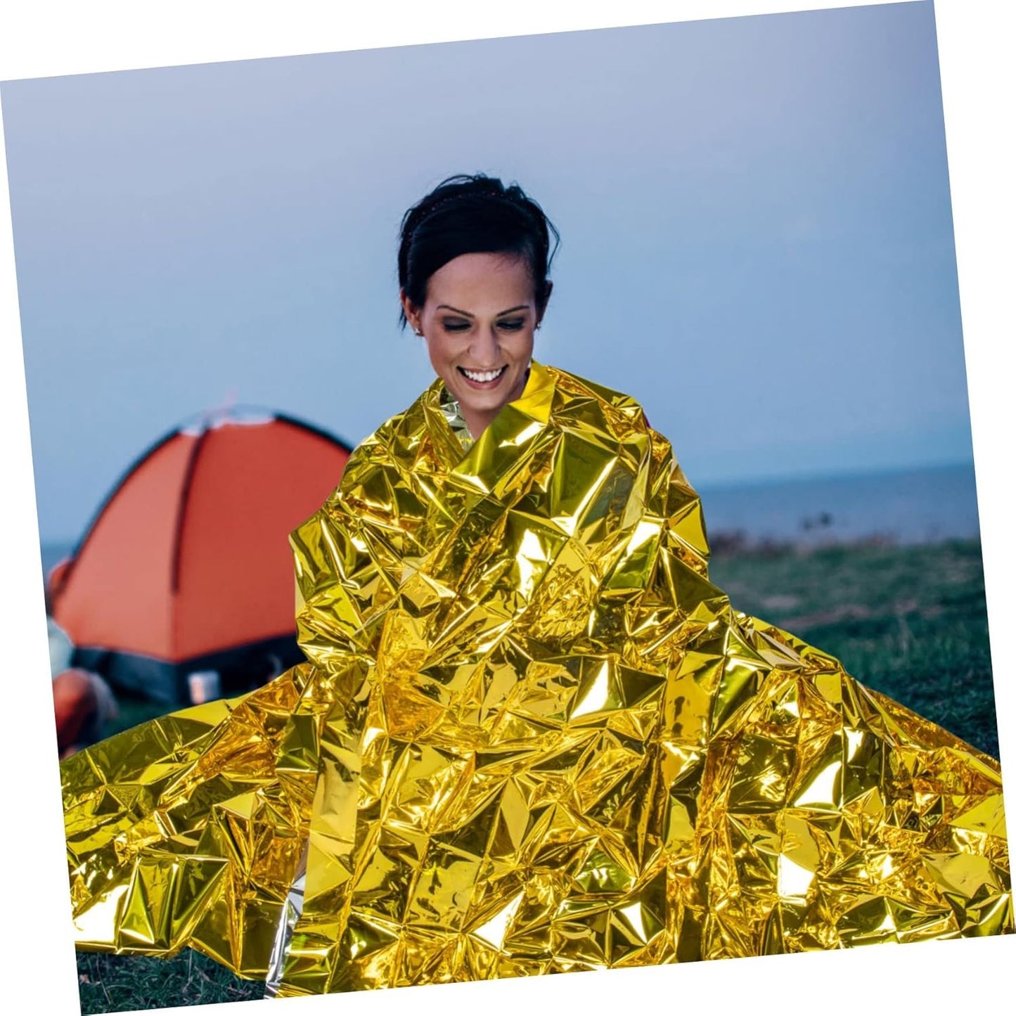 EXHUMKY 6Pcs Portable Emergency Blanket Multi Use Insulation Blankets for Outdoor Aid Survival Gear Lightweight for for Adventure Emergency Situations