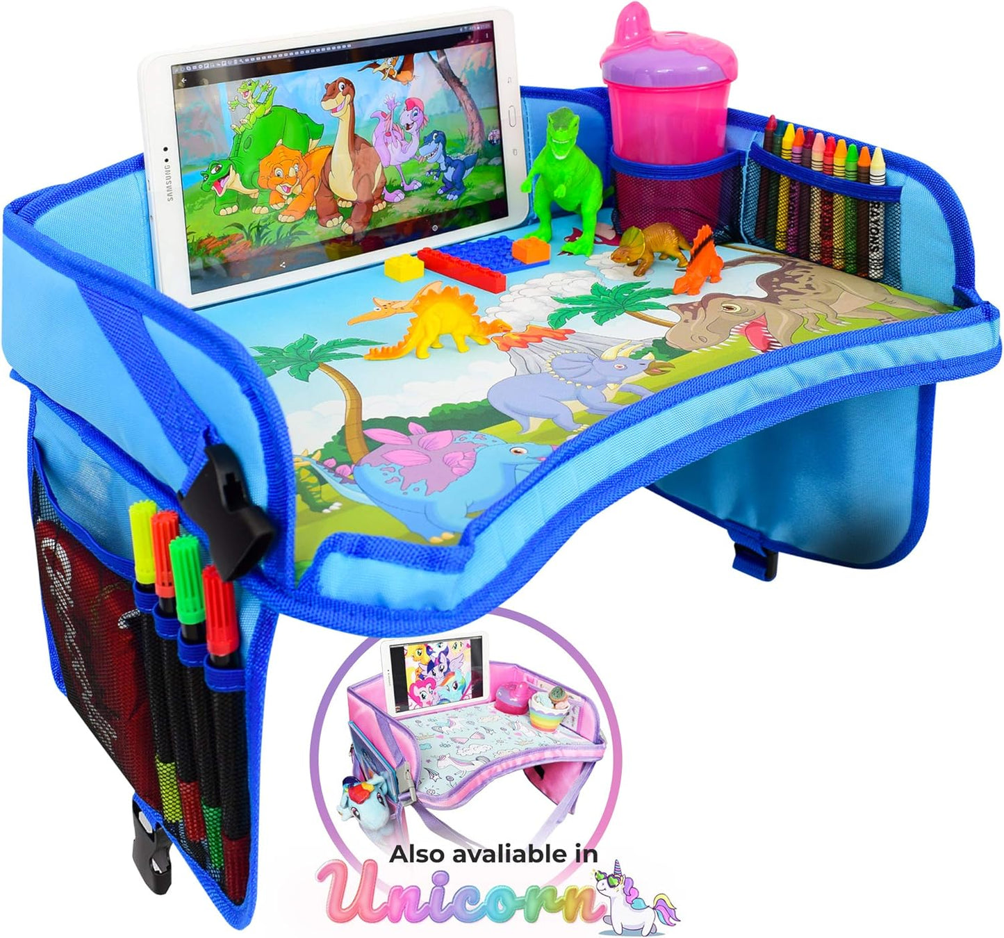 EcoZen Lifestyle Kids Travel Tray - Car Seat Tray Keeps Kids Entertained, Anti-Bacteria Coating, Universal Fit, Black