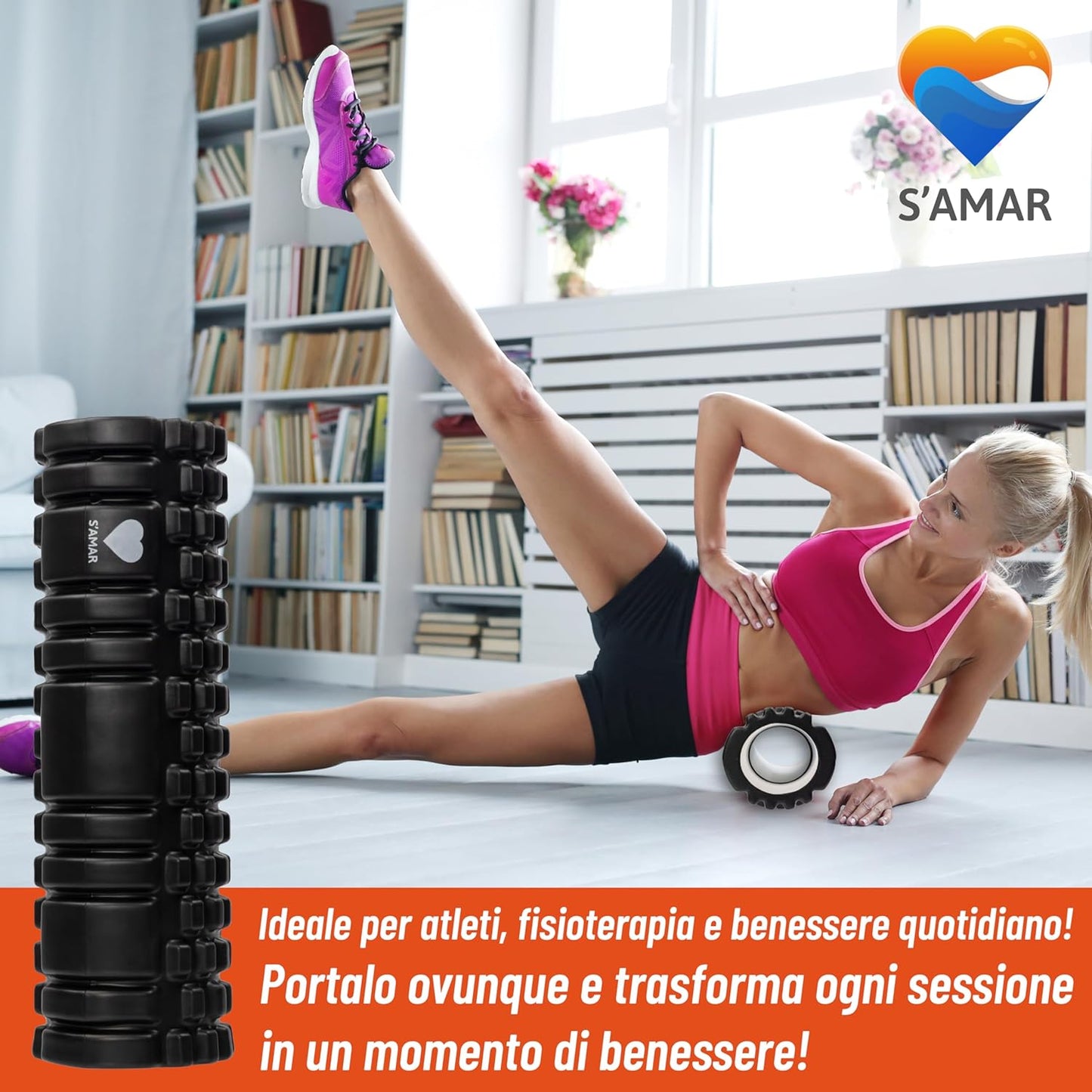 Muscle Massage Roller - Foam Roller Pilates High Density EVA - Muscle Training Roller