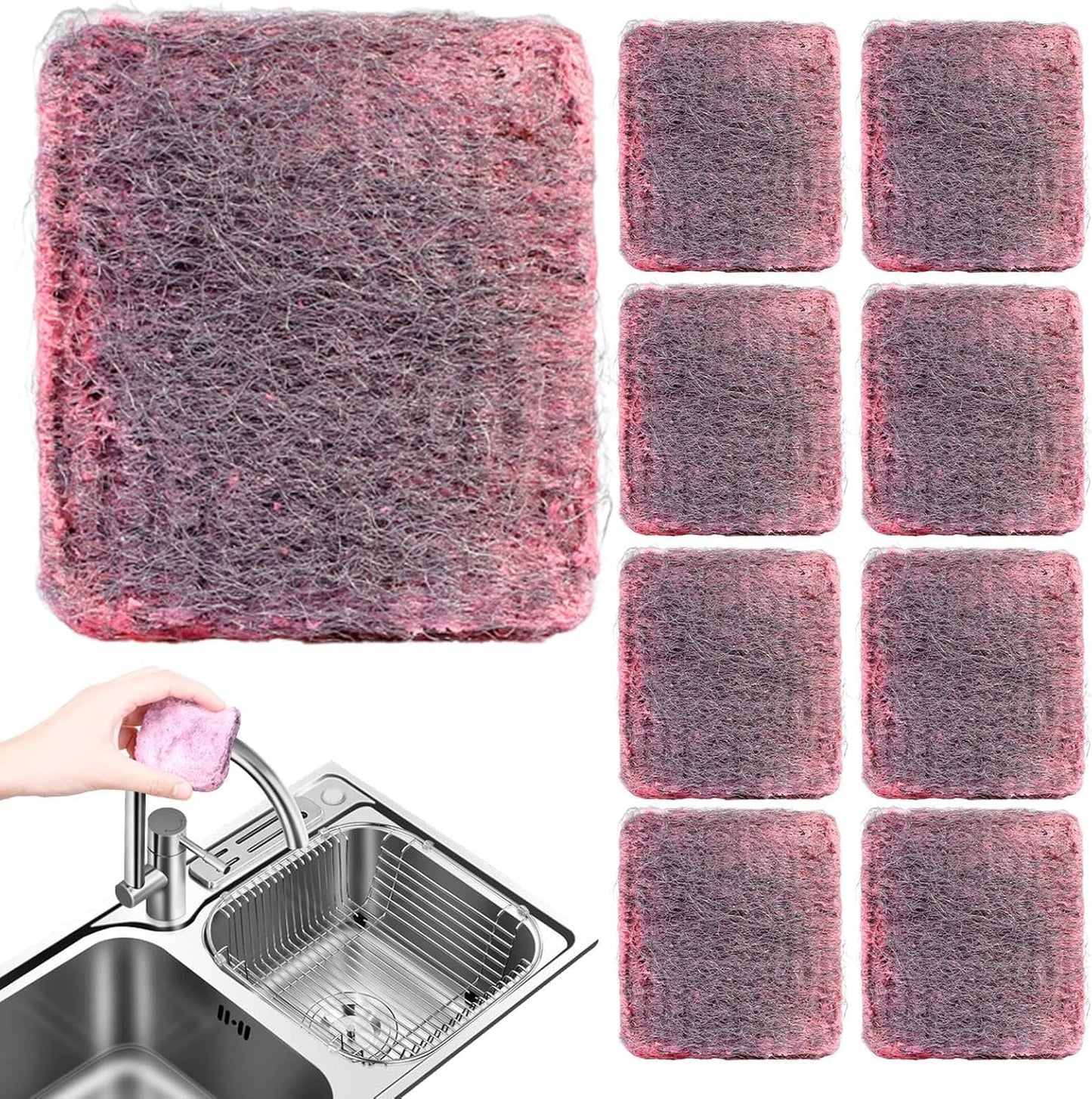 Durable Steel Wool Scrubbers, 10-Pack Metal Soap Pads for Tough Grease Removal, Household Cleaning Sponges Dishwashing, Kitchen Accessories, Pans, and Oven Surfaces