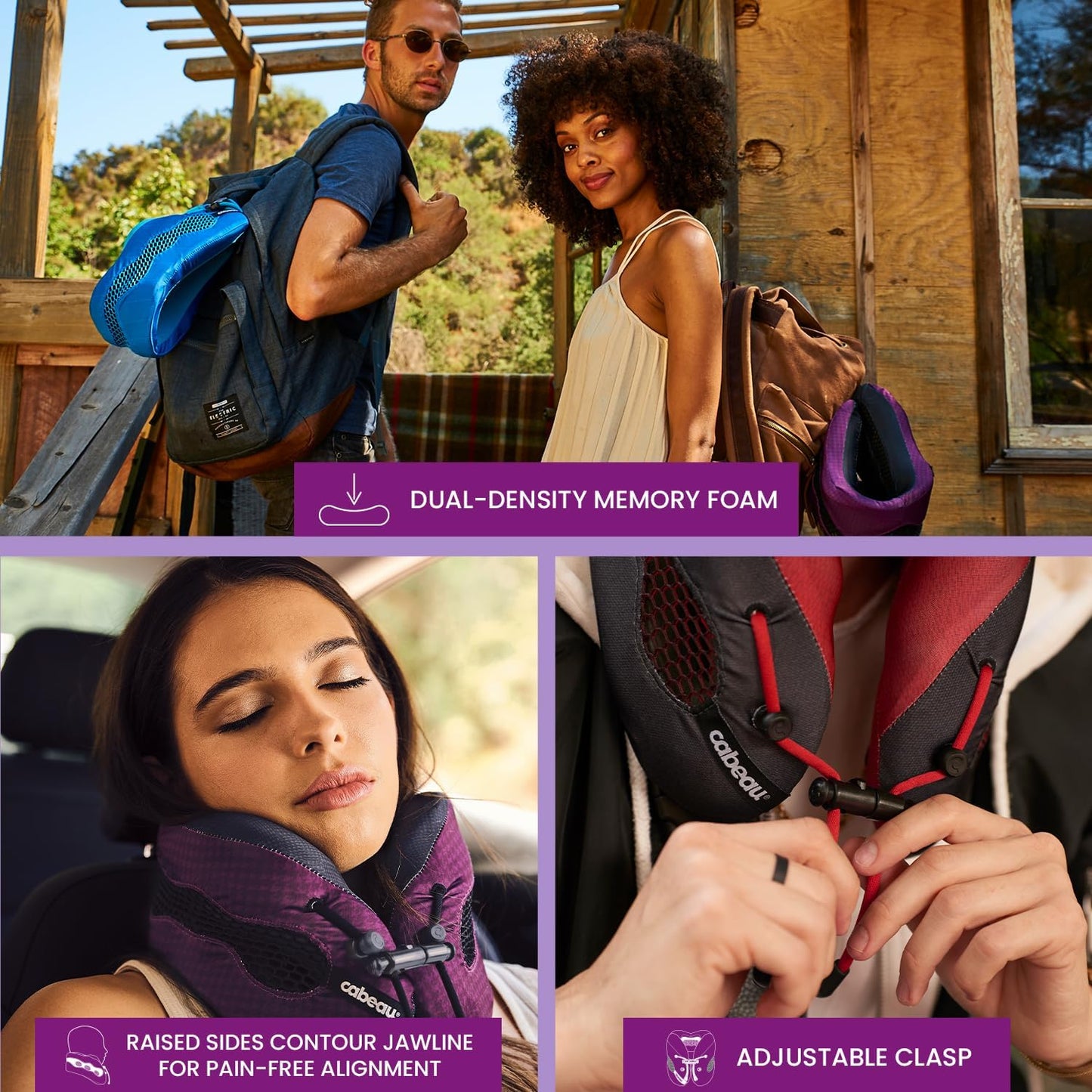 Cabeau Evolution Cool Travel Neck Pillow Cooling Airflow Vents, Memory Foam Neck Support, and Adjustable Clasp - Comfort On-The-Go with Carrying Case - Airplane, Train, Car, and Gaming (Red)