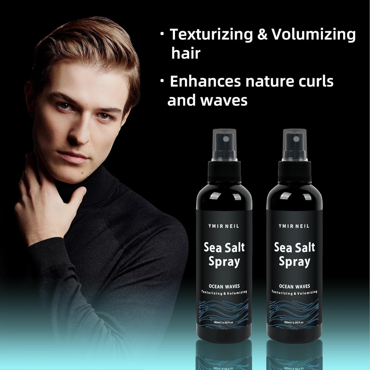 natural sea salt spray for men,Add volume,thickness,texture&hairstyle,Beach Waves,6.0 fl oz,
