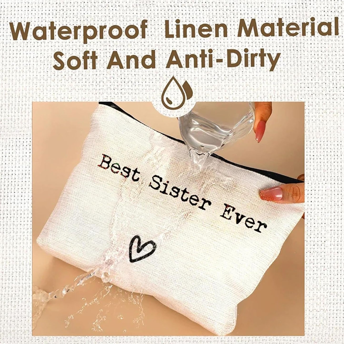 Toiletry Bag Travel Bag - Travel Toiletry Pouch, Travel Toiletries Hygiene Bag | Best Sister Ever Large Organizer, Funny Christmas Birthday Makeup Cosmetic Bag for Accessories Shampoo Toiletries, Best