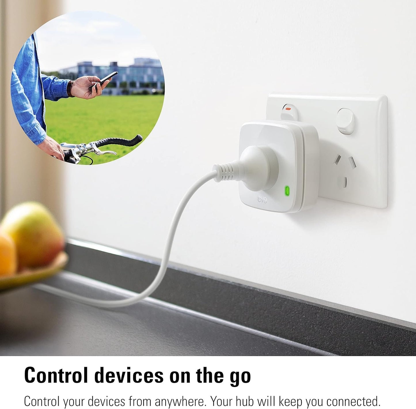 Eve Energy AU (Matter) - Smart Plug & Power Meter, app/voice control, automate lights/appliances, 100% privacy, for Alexa/Apple Home/Google Home/SmartThings/Home Assistant, Thread Border Router needed