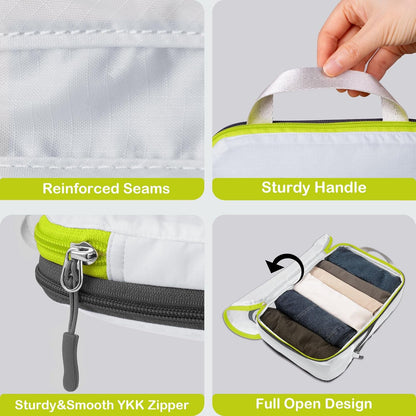 Cipway Compression Packing Cubes, Ultralight Luggage Organizer Bags with Laundry Bags Clear Toiletries Bag,6 Set Travel Essentials for Carry on Suitcase（White）