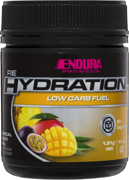 Endura Rehydration Electrolyte Powder - Low Carb Fuel - Tropical Punch Flavoured - 135g