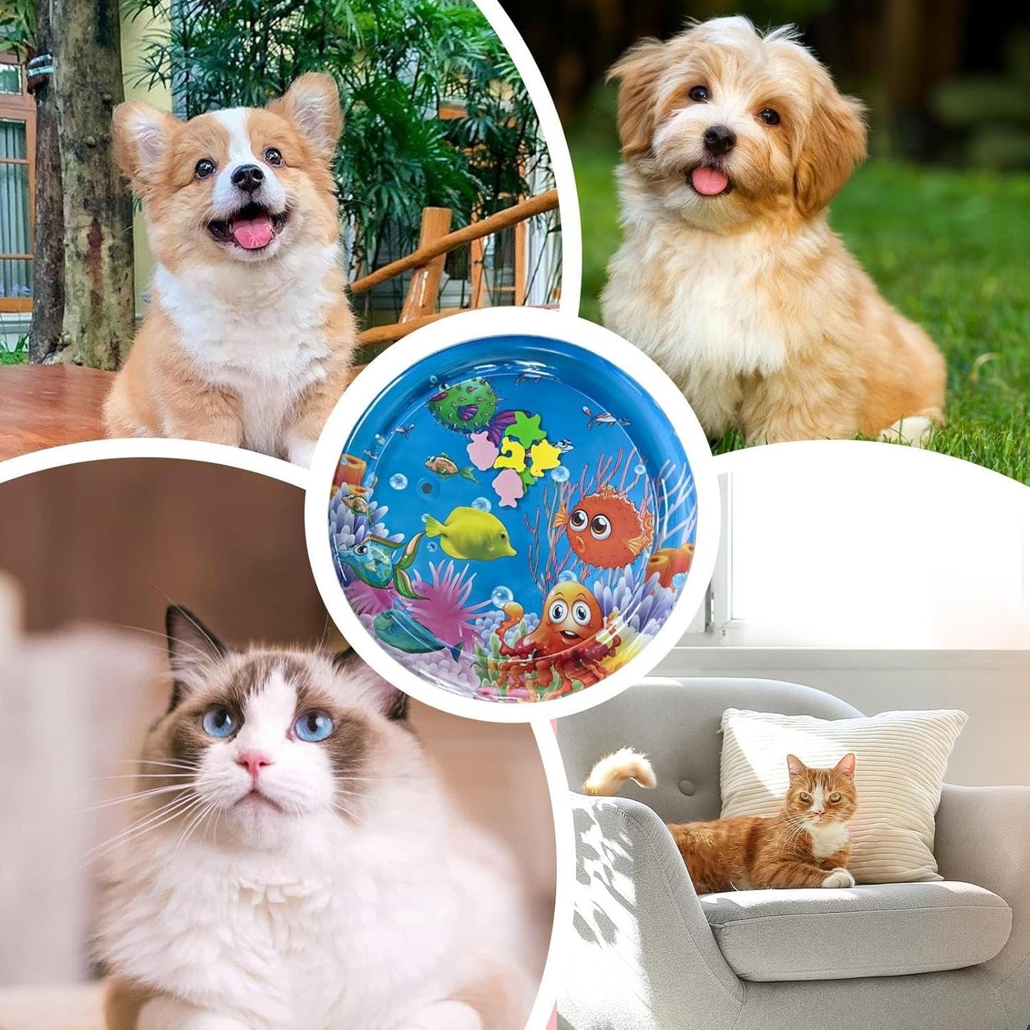 Acqua Sensory Play tappetino, cuscinetto d'acqua per gatti | Pets Babies Cartoon Play Water Pad - Fantastico divertimento giocando a casa d'acqua per dormire a casa esterno per l'intrattenimento per u