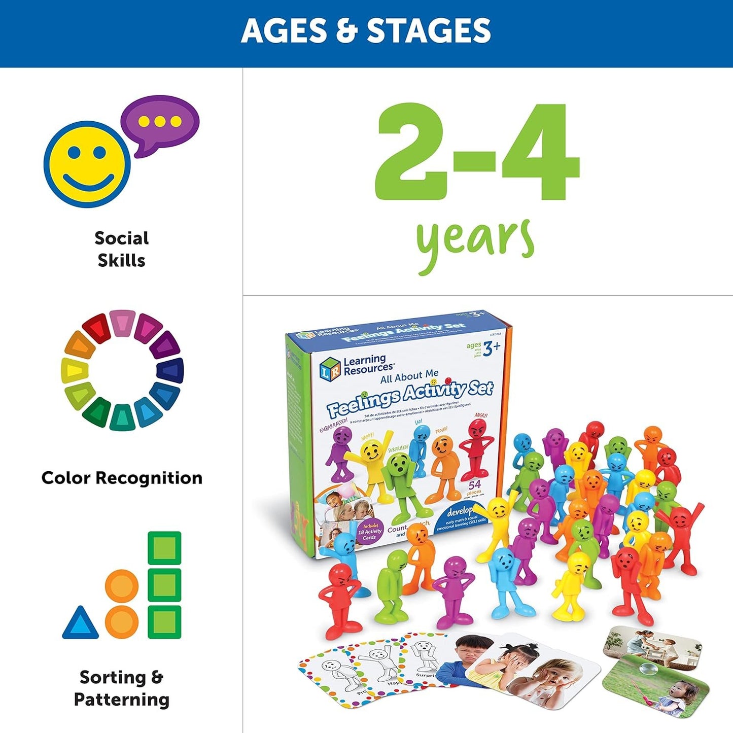 Learning Resources All About Me Feelings Activity Set - 54 Pieces, Ages 3+ Toddler Social Emotional Learning Games, Communication Games for Kids, Emotion Toys, Feeling Toys for Kids