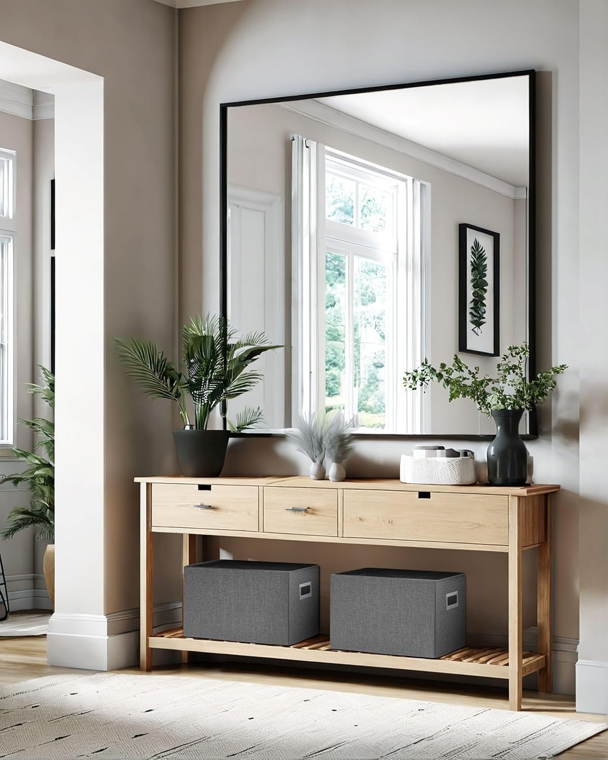 DECOMOMO Storage Baskets for Shelves Robust Closet Storage Bins for Clothes, Books, Toy Organization (Pack of 3 - Charcoal)