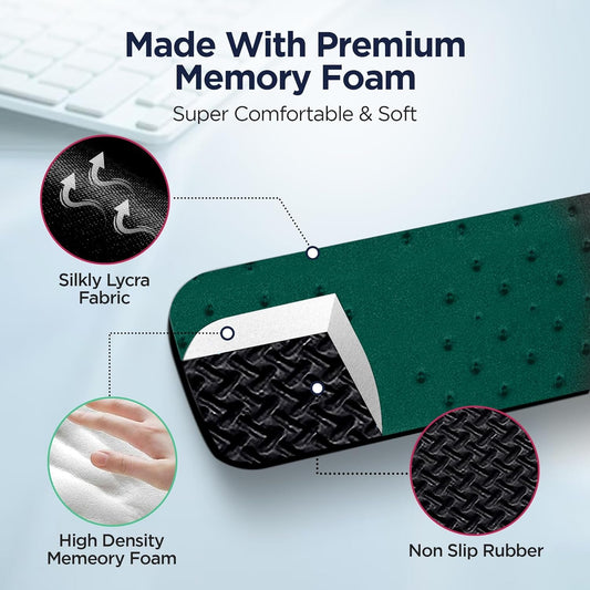 EdgeRest PostureUp L-Shaped Desk Long Wrist Rest Elbow, Forearm Comfort Support Table or Desk Edge, Non-Slip, Memory Foam Padding, Ergonomic Design for Extended Work, Universal Green (Forest Green)