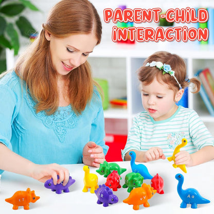 Montessori Learning Toys for Toddlers 1-3, Matching Letters Fine Motor Toy, Double-Sided 26 PCS ABC Dinosaur Alphabet Games for Kids Ages 3-5, Alphabet Learning Dinosaur Set for Kindergarten
