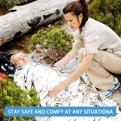 4 Pack Camping Emergency Blankets, 210 * 160cm Survival Thermal Blanket, Portable Emergency Foil Blanket to Keep Body Temperature Warm, First Aid Blanket for Survival Hiking, Camping