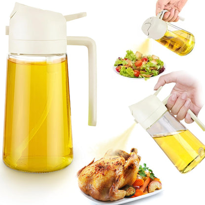 WEARPEER 16oz/470ml 2-in-1 Glass Olive Oil Sprayer & Dispenser – Premium Oil Spray Bottle for Cooking, Air Fryer, Salad, BBQ & Frying – Food-Grade kitchen tools & gadgets & Oil Dispenser Bottle