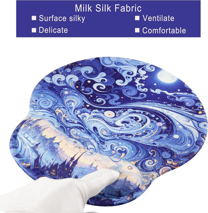 Ergonomic Mouse Pad with Wrist Rest,Small Gaming Gel Mousepad,Office Desk Accessories for Computer Laptop,Work from Home Essentials (Sky)