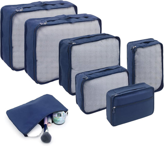 ShawFly Suitcase Organizer Packing Cubes, 7 Pieces Travel Cubes for Suitcase Lightweight Luggage Packing Organizer Essential Travel Bags for Travel Accessories (Blue)