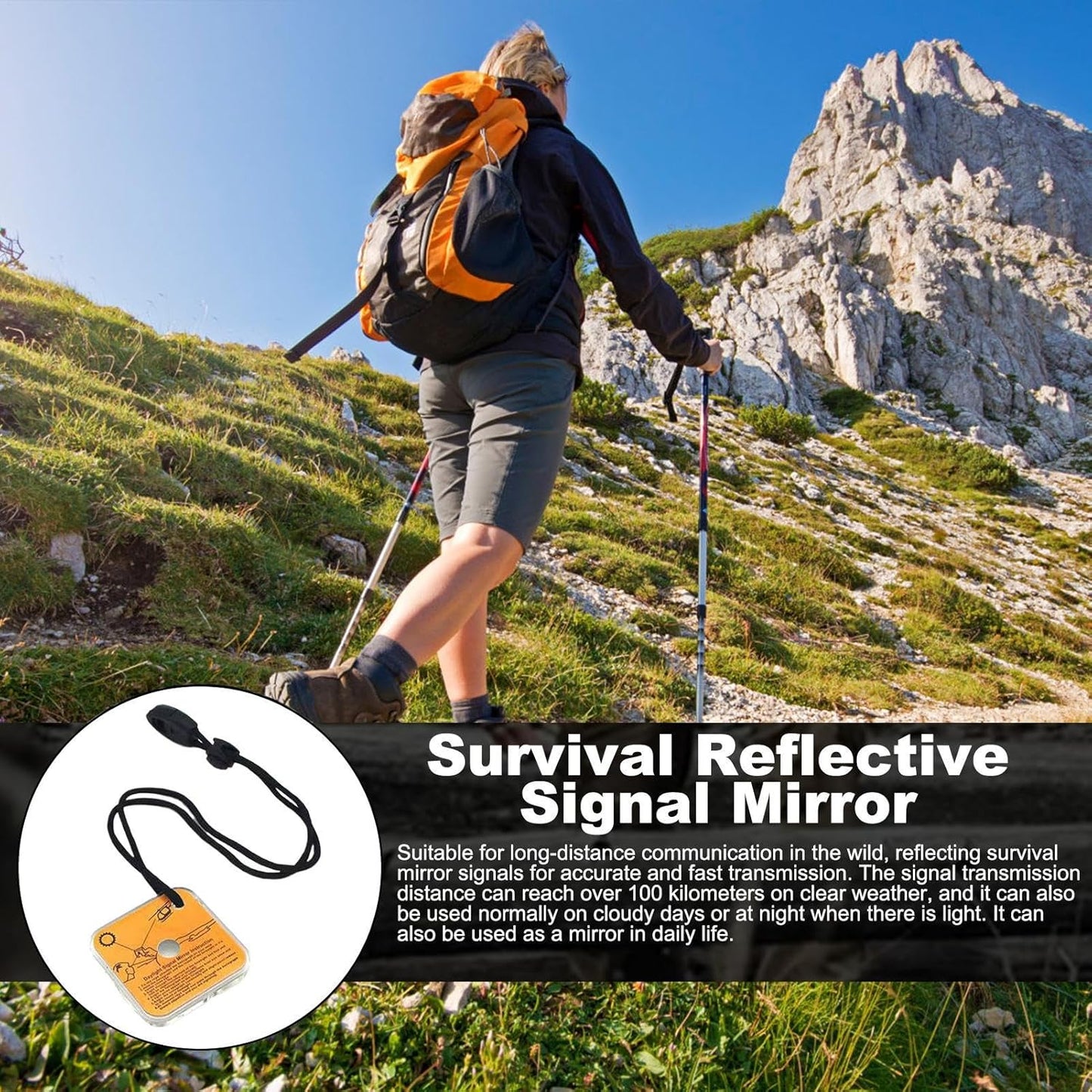 Ghjkldha Lightweight Mirror, Signal Mirror, Survival Reflective Tool, Small Outdoor Signaling Device for Camping, Hiking, Car Safety, and Adventure Travel
