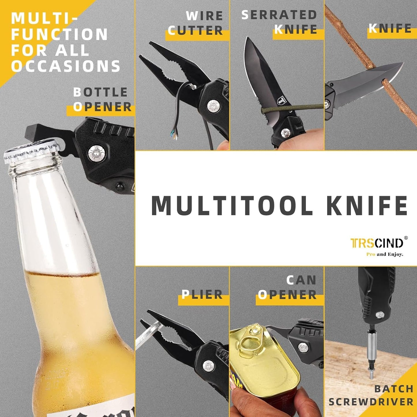 Pocket Knife Multitool, Gift for Men Him Dad Husband, Christmas Stocking Stuffers, Anniversary Birthday Gifts Idea for Boyfriend Man Women, Cool Gadgets for Outdoor Survival, Camping Accessories