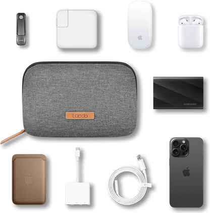 Lacdo Electronic Organizer Travel Cable Organizer Bag Pouch Case Tech Electronic Accessories Case Portable Charger Case for Cable, Cords, MacBook Laptop Charger, Mouse, Power Adapter, Power Bank, Gray