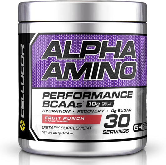 Cellucor Alpha Amino BCAA Supplement with BetaPower, 30 Servings, Fruit Punch, 381 Grams
