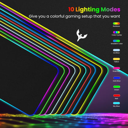 Blade Hawks Extra Large RGB Gaming Mouse Pad, Extended Soft LED Mouse Pad, Anti-Slip Rubber Base, Computer Keyboard Mousepad Mat (31.5 x 12 Inch)