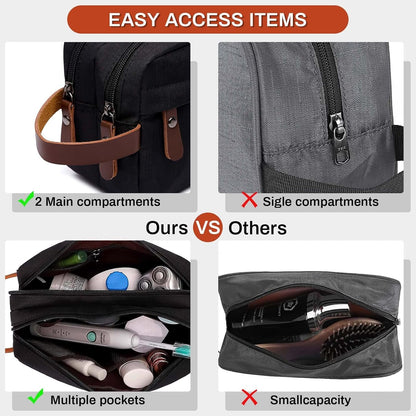 VIPITH Oxford Cloth Toiletry Bag,Makeup Bag for Men and Women Portable Travel Shaving Dopp Kit Water-Resistant Cosmetic Bag,Waterproof Bathroom Organizer and Personal Items.(Black)