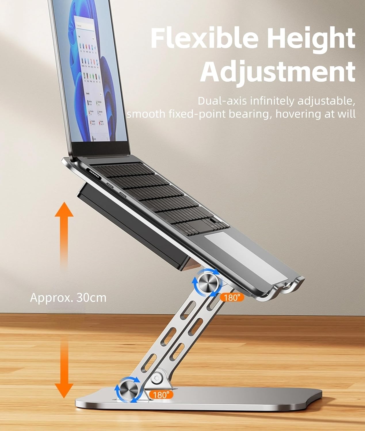 Laptop Cooling Stand, Height Adjustable Laptop Stand for Desk with Cooling Fan, Ergonimic Foldable Laptop Cooling Pad Portable Computer Stand for Laptops Tablets Up to 17in