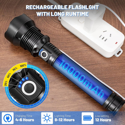 Cinlinso Flashlights High Lumens Rechargeable, 990,000 Lumens Super Bright Led Flashlight, Flash Light with 5 Modes, IPX6 Waterproof, Handheld Powerful Flashlight for Camping, Emergencies