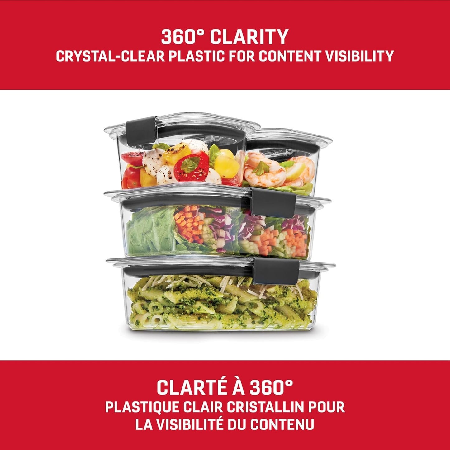 Rubbermaid 44-Piece Brilliance Food Storage Containers with Lids for Lunch, Meal Prep and Leftovers, Dishwasher Safe, Leak-Proof & BPA-Free