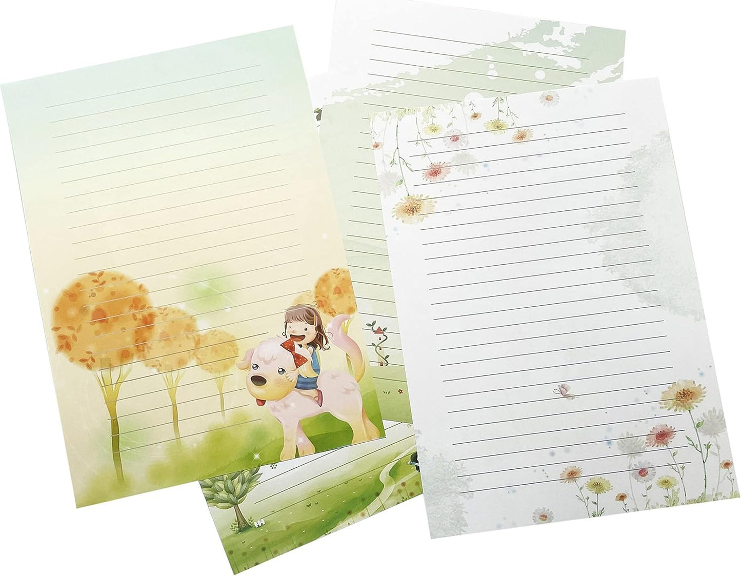 50 Pcs Writing Stationery Paper, Lined Writing Letter Paper Set, A4 Size, 10 Different Style