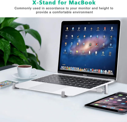 JUBOR Laptop Base Stand for MacBook Pro Computer Lap Notebook, Adjustable Laptop Riser Cooling Aluminium Ventilated Portable Foldable Ergonomic Holder for 12" 13" 15" 17" Screen