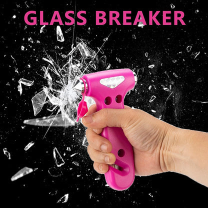 TOOLINKIN Safety Hammer Car Window Breaker & Seatbelt Cutter, Three-in-One Emergency Escape Tool, Multifunctional Escape Tool for Car, RV, Bus (Pink, 1-Pack)