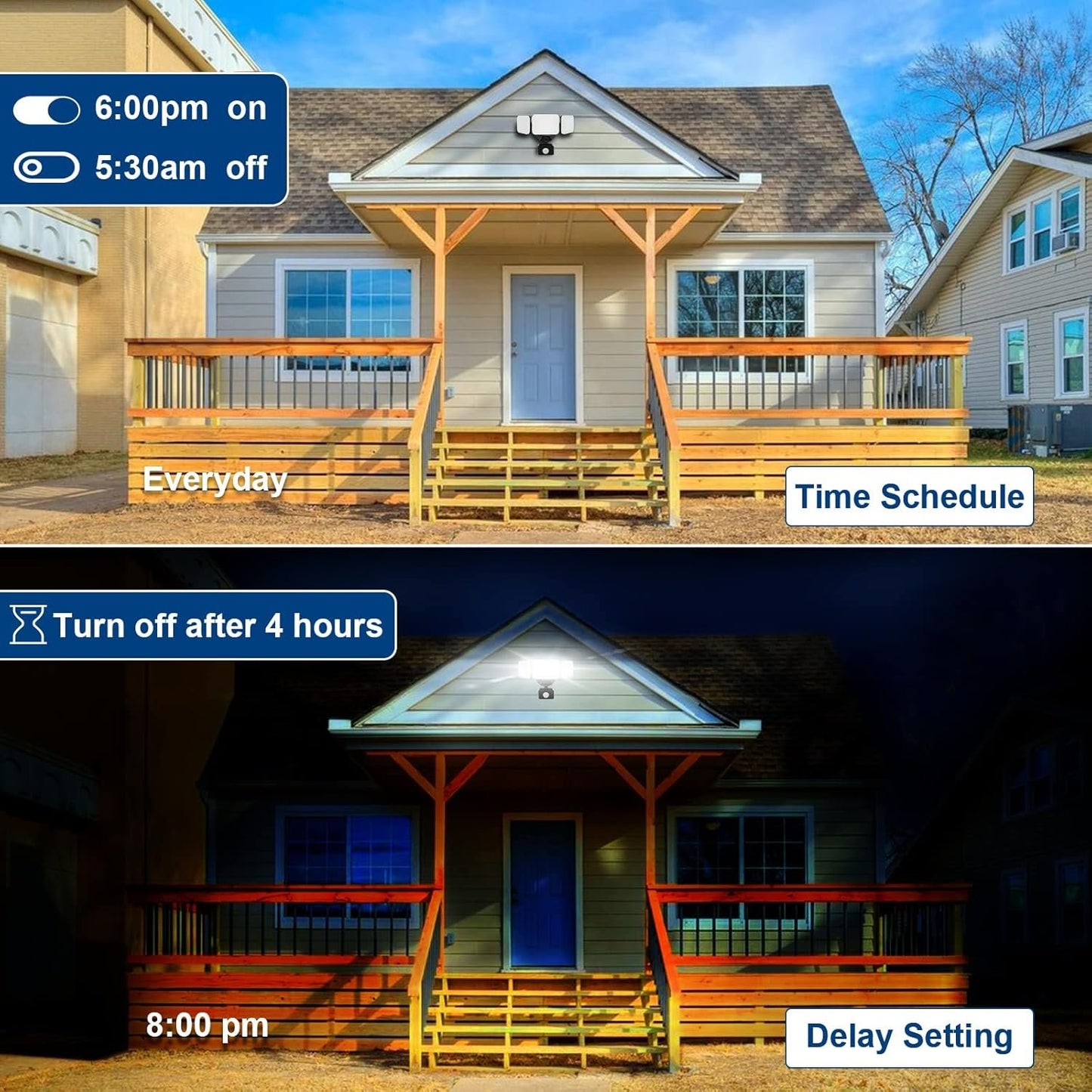 EMANER Smart Security Light Motion Sensor, Compatible with Alexa/Google Home, Warm White to Daylight White Brightness Adjust, App Controlled WiFi Flood Light (Black, 1-Pack)