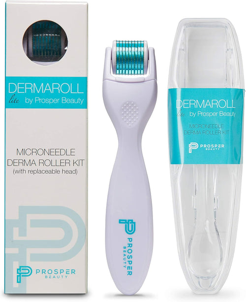 Prosper Beauty Derma Roller Microneedle Kit [DERMAROLL lite by ] 540 Titanium Micro Needles 0.25mm Microneedling Face Roller Exfoliation Microdermabrasion Derma Skin Care Tool Dermaplaning Dermapen