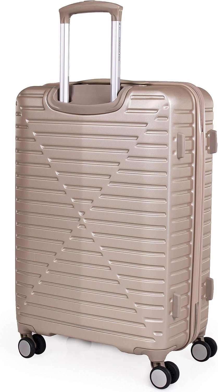 london Fog ABS Hard Case - 8 Wheel Spinner Travel Luggage | Telescopic Drag Handle | TSA Security Locks LFL005, champagne, Suitcase