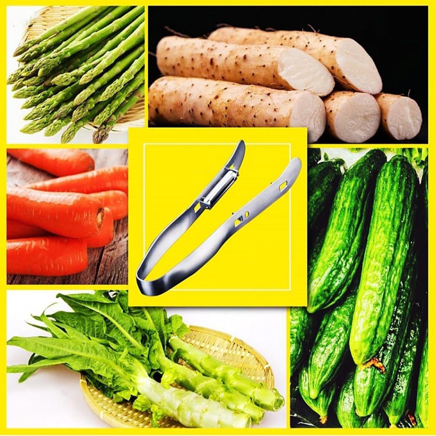 Vegetable Peeler, Double-Sided Stainless Steel Cucumber Peeler, Kitchen Gadgets Tools for Salad Making Juicing Restaurant Outdoor Market Food Prep