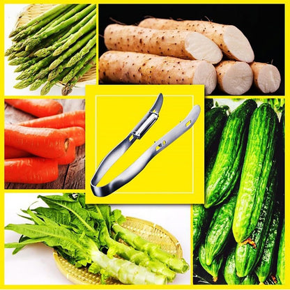 Vegetable Peeler, Double-Sided Stainless Steel Cucumber Peeler, Kitchen Gadgets Tools for Salad Making Juicing Restaurant Outdoor Market Food Prep