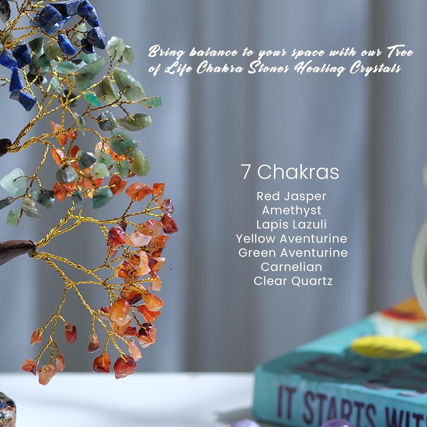 Chakra Crystal Tree of Life - Gem Stones and Spiritual Decor - Home Decor Gifts, Money Tree, Healing Crystal Gifts for Women