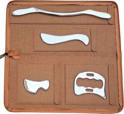 Robulove 4 in 1 Muscle Scraper Stainless Steel gua sha Massage Tool iastm Tool Set (4-Piece) Scraping Massage Tools for Physical Therapy deep Soft Tissue