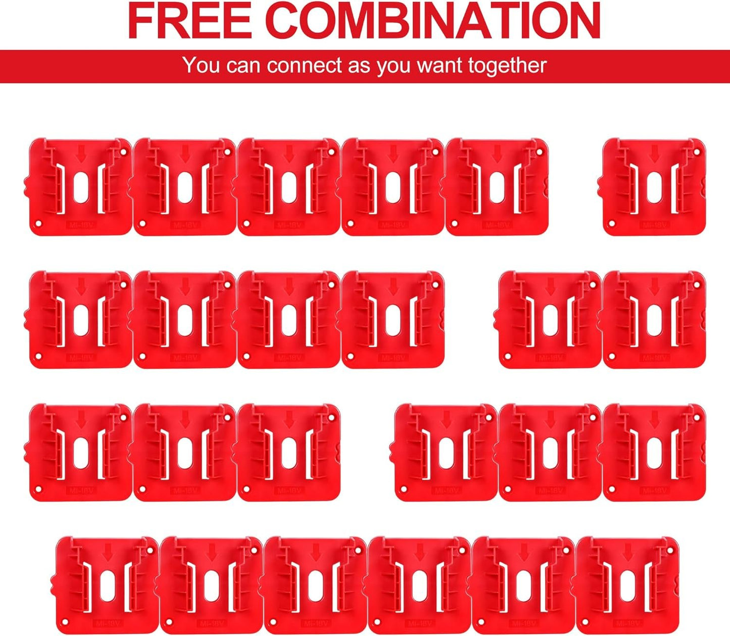 GIPFTYAG 12 Pack Battery Holder for Milwaukee M18 18V Battery Mounts Dock Holder Fit for M18 48-11-1815 48-11-1828 48-11-1850 48-11-1860 (w/24 Screws, No Battery)