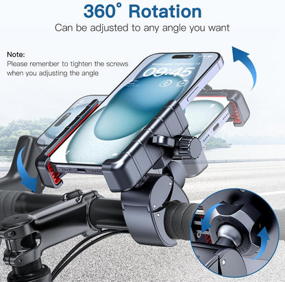 Uniwit Bike Phone Mount Holder-[1s Lock][Camera Friendly] Motorcycle Phone Holder Handlebar Clamp for Stroller Scooter Bicycle, 360°Rotate Phone Mount for iPhone & Other 4.5-7 Inches Smartphone.