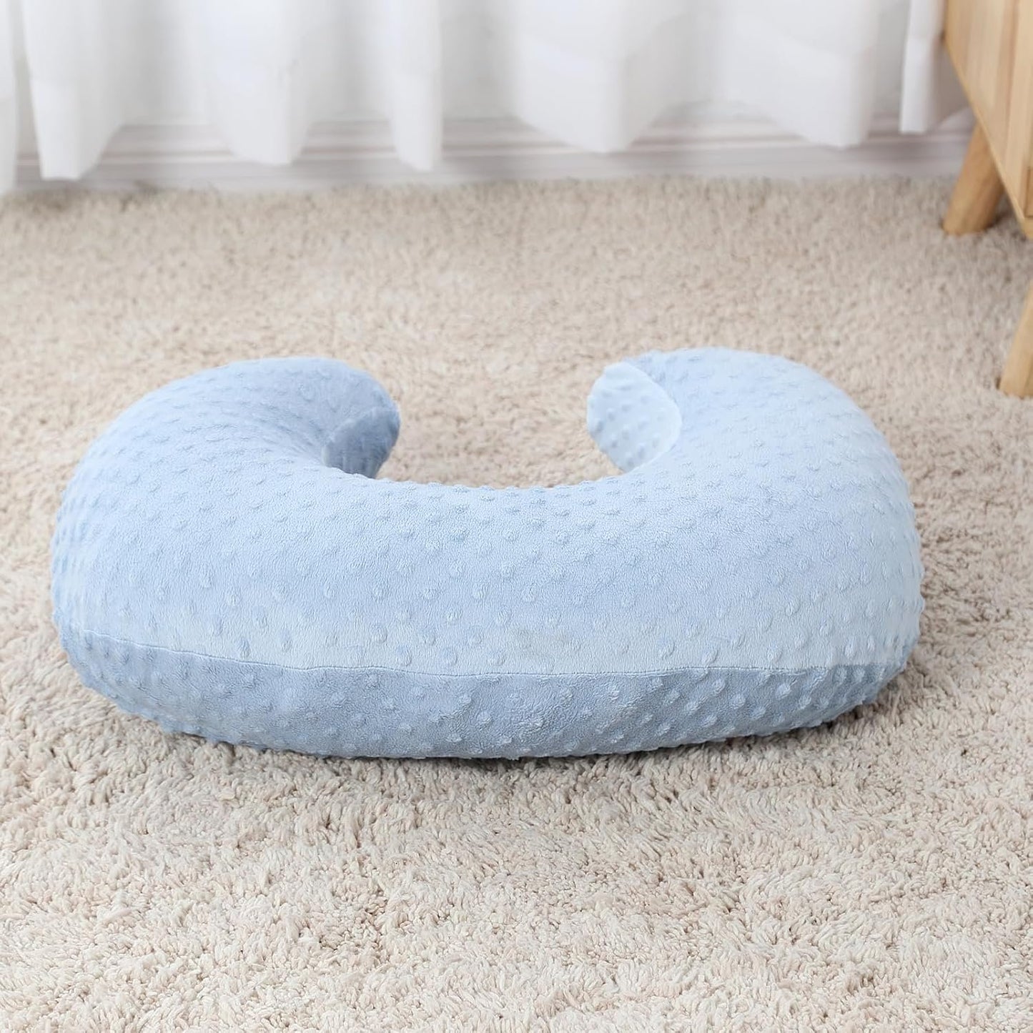 ESEN Nursing Pillow and Body Positioner for Breast Feeding and Bottle Feeding, Ultra Soft Baby Breastfeeding Pillows with Removable Nursing Pillow Cover for More Support for Mom and Baby (Blue)