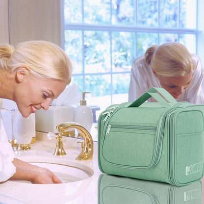 Large Hanging Toiletry Bag for Men and Women Travel Makeup Bag Organizer Portable Waterproof Bathroom Shower Bag Lightweight Shaving Bag (Green)