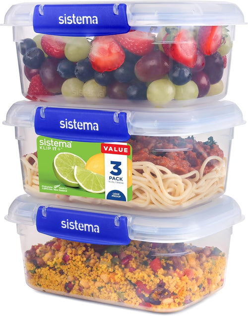 Sistema 1L Rectangle 3 Pack Klip It Plus