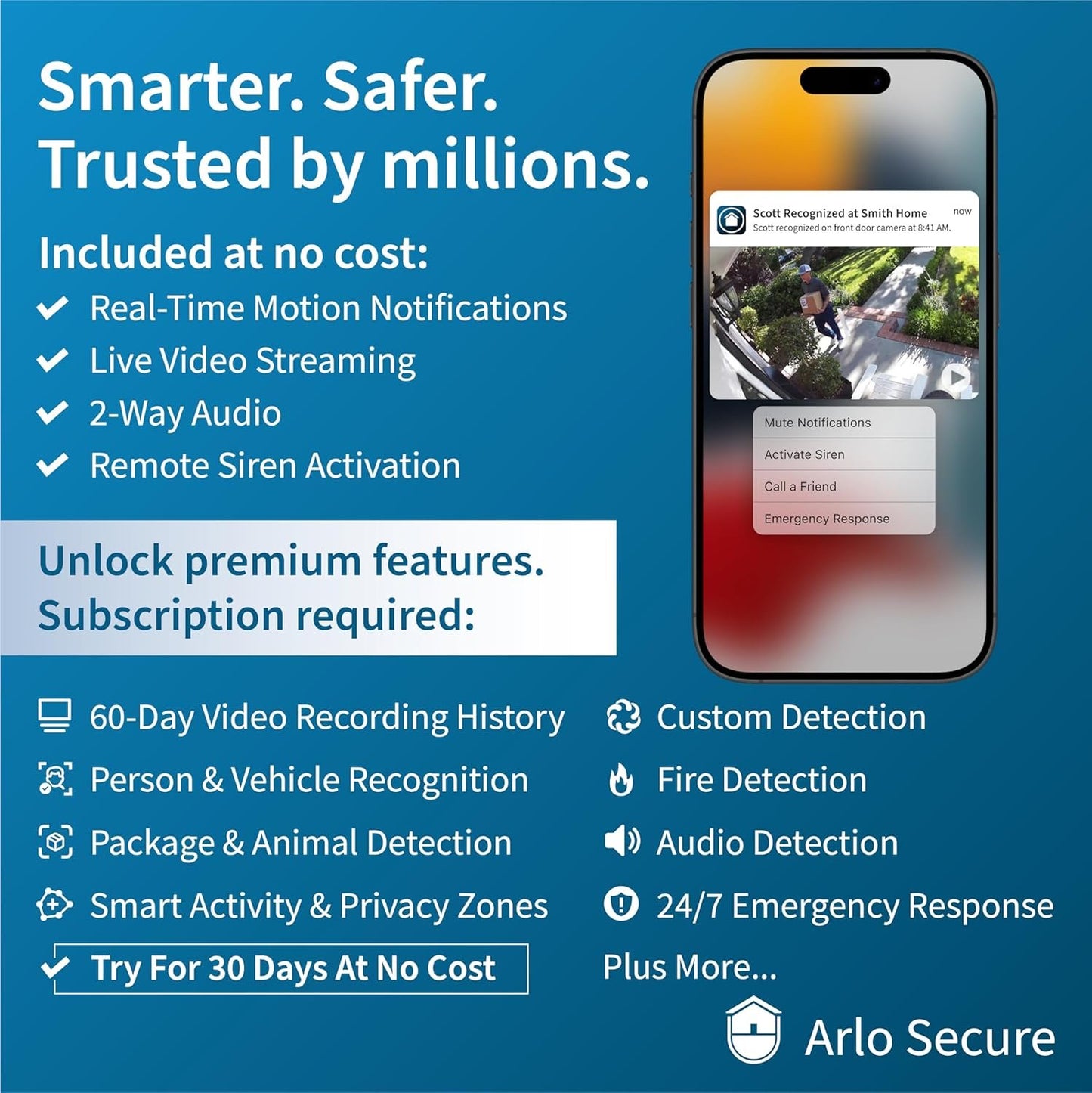 Arlo Essential Security Camera 1080p HD | Outdoor - Indoor | 2nd Gen | Wireless with Spotlight, 2-Way Audio, Color Night Vision, Live Stream, Real Time Notifications, Wide Angle - White, 3 Cameras