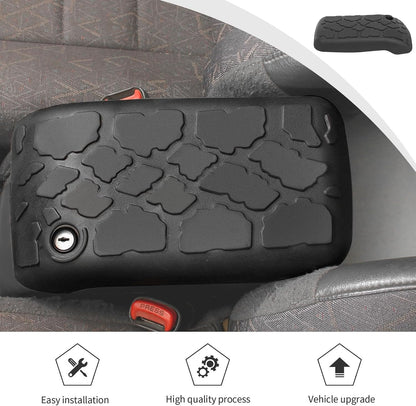 JWWY Armrest Cover Case Pad Center Console Cover Decoration Protective Cover Trim Fit for 1997-2006 Jeep Wrangler TJ Interior Accessories Black Rubber