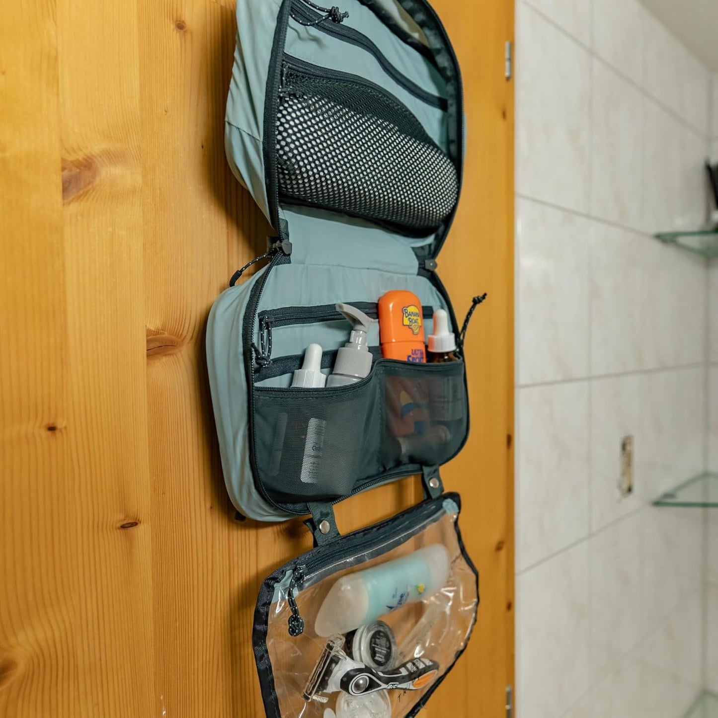 Toiletry Bag Kit Set: Hanging Travel Toiletry Bag + 311 TSA Cosmetic Liquid Bag + Ultralight Accessory Organizer Pouch, Turquoise, 3 Piece Toiletry Set