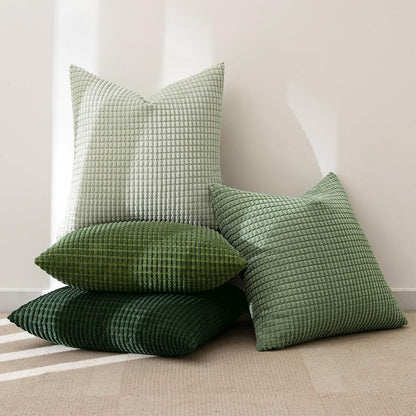 MIULEE Forest Green Decorative Pillow Covers 18x18 Inch Set of 4 Boho Western Farmhouse Throw Pillows Corduroy Couch Pillowcases Industrial Home Decor for Sofa Cushion Living Room Bed
